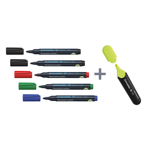 Rotulador perm. Schneider Maxx 130 + marcador TM Job. Set 6 u.