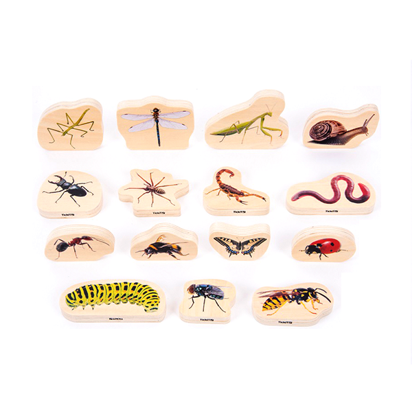 Set 15 bloques madera insectos