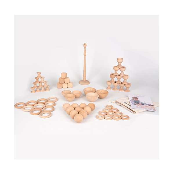 Figuras madera natual. Kit 63 u.