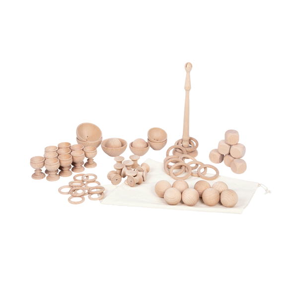 Figuras madera natual. Kit 63 u.