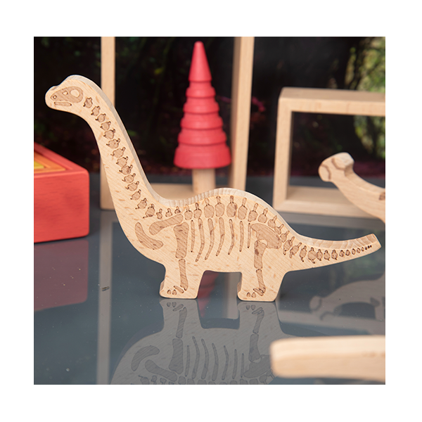 Set 10 bloques madera de dinosaurios
