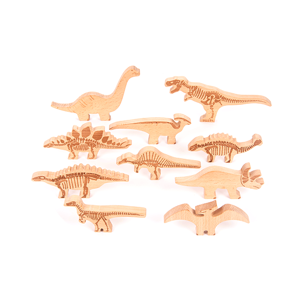 Set 10 bloques madera de dinosaurios