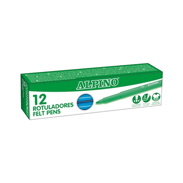 Rotuladores Alpino standard unicolor. Caja 12