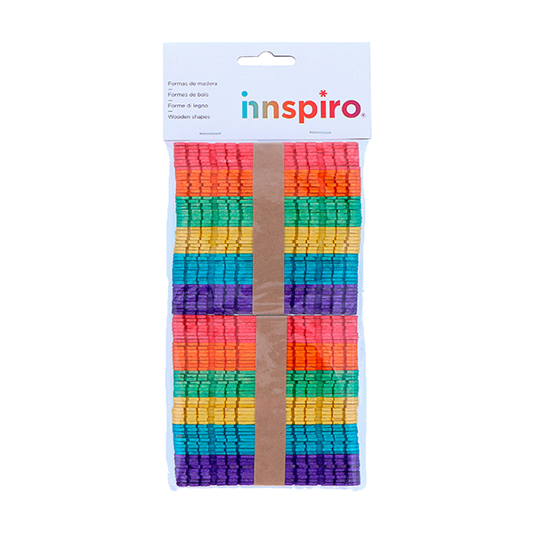 Palillos polo madera ranuras colores surt. 100 u.