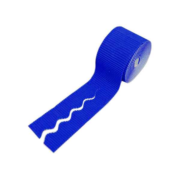 Pack 2 rollos borde decor. cartón ond. 10 cm. Azul (1)